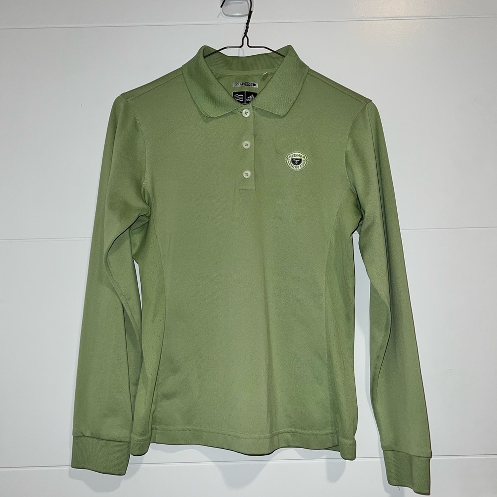 Women's Adidas MEDINAH Long Sleeve Light Green Polo ClimaCool Golf